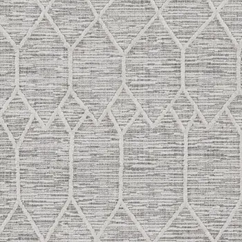9' X 13' Ivory Grey Machine Woven Geometric Indoor Area Rug
