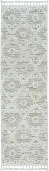8' Beige and Ivory Geometric Runner Rug