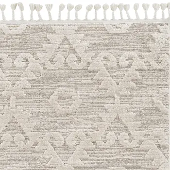 8' Beige and Ivory Geometric Runner Rug