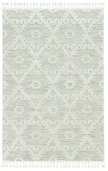 5' X 8' Beige and Ivory Geometric Area Rug