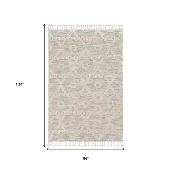8' X 11' Ivory Beige Diamond Area Rug