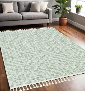 5' X 8' Gray and Ivory Geometric Area Rug