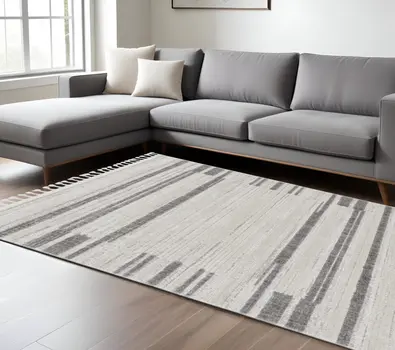 12' X 15' Gray and Ivory Abstract Area Rug