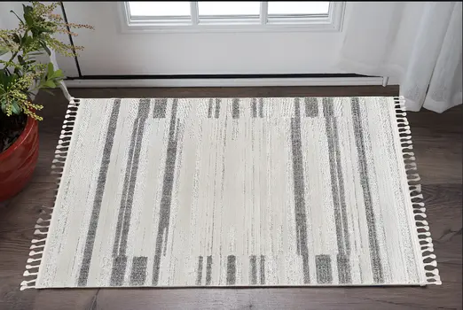 3' X 5' Ivory Abstract Area Rug