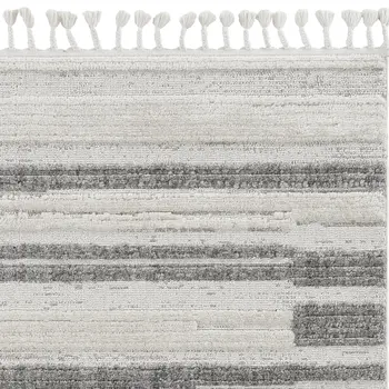 8' X 11' Gray And Ivory Abstract Area Rug