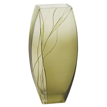 12" Green Abstract Lead Free Crystal Table Vase