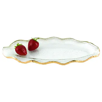 14 Mouth Blown Wavy Edge Gold Leaf Platter