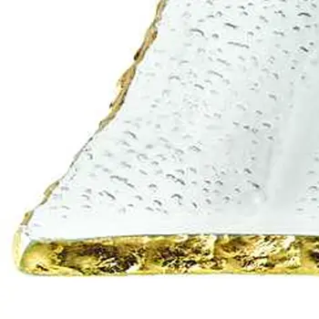 18 Mouth Blown Rectangular Edge Gold Leaf Serving Platter Or Tray