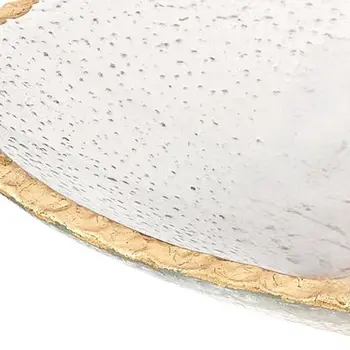 8" Clear And Gold Glass Scalloped Edge Oval Serving Bowl