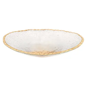 8 Hand Decorated Oval Edge Gold Leaf Serving Bowl