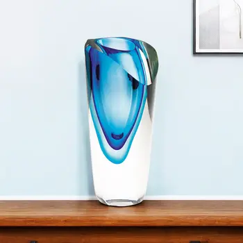 8" Clear and Blue Crystal Table Vase