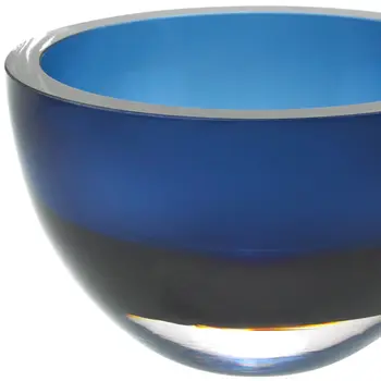 6 Mouth Blown European Made Lead Free Midnight Blue Crystal Bowl