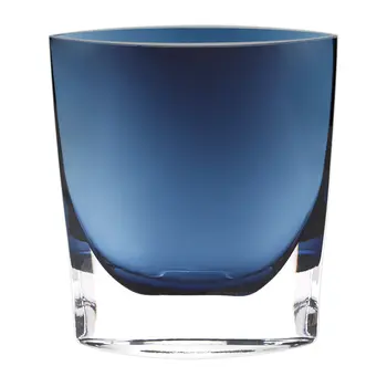 8" Midnight Blue And Clear Oval Crystal Glass Table Vase