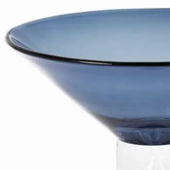 11" Blue Mouth Blown Crystal Round Pedestal Centerpiece Bowl