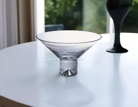11" Clear Mouth Blown Crystal Round Pedestal Centerpiece Bowl