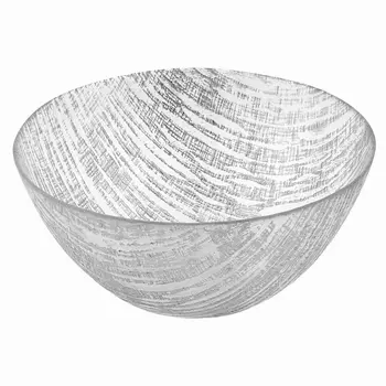 11" Clear and Silver Handcrafted Glass Round Salad Serve Bowl