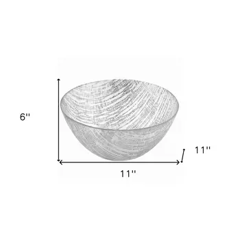 11" Clear and Silver Handcrafted Glass Round Salad Serve Bowl