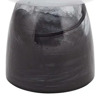 10" Black and Gray Swirl Mouth Blown Glass Footed Centerpiece Bowl