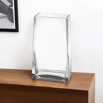 10" Clear Crystal Glass Rectangular Table Vase