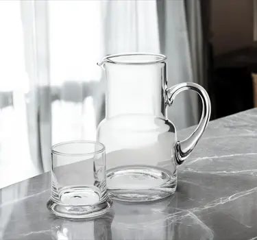 4 X 6 X 7 Clear Glass 2 Pc Glass Bedside Or Desktop Carafe Set  10 Oz
