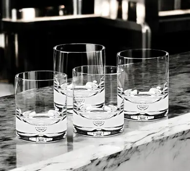 4 Pc Set Single Old Fashioned Lead Free Crystal Scotch Glass  6 Oz