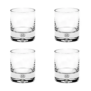 Set of Four Clear Crystal Rocks Old Fashion Glasses