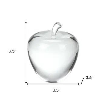4" Clear Crystal Apple Paperweight Tabletop Sculpture
