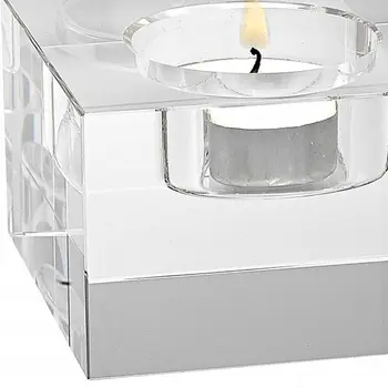 Hand Crafted Crystal Block Pair Of Tlite Holders