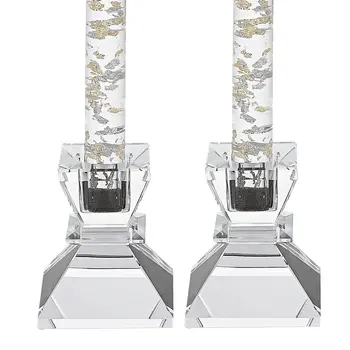 Hand Crafted Crystal Pair Of Handcrafted Candle Holders