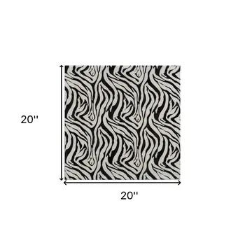 20" Black And White Zebra Iron And Resin Square Hanging Wall Tile