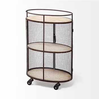 Cylindrical Matte Black Metal Bar Cart