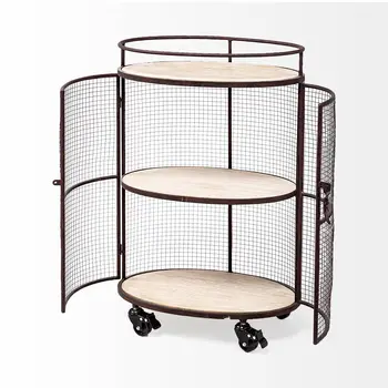 Cylindrical Matte Black Metal Bar Cart