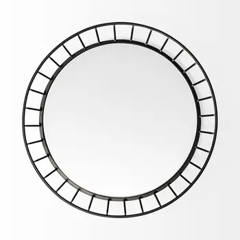 20" Black Round Metal Indoor Outdoor Serving Tray With Handles