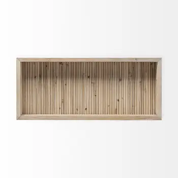 28" Natural Wood Indoor Outdoor Tray With Handles