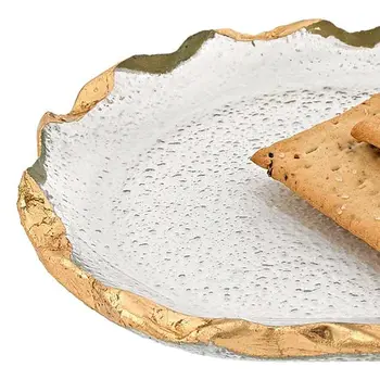 14 Glass Oval Edge Gold Leaf Platter