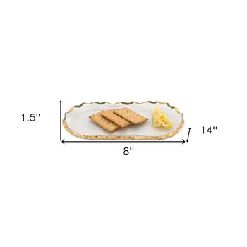 14 Glass Oval Edge Gold Leaf Platter
