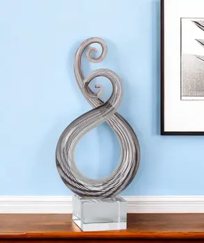 11" Clear and Brown Murano Glass Modern Abstract Tabletop Sculpture