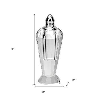 Set of Two Clear And Silver Crystal Geometric Pepper Shakers