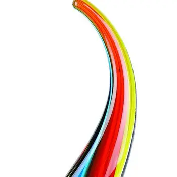 17" Blue and Red Murano Glass Modern Abstract Tabletop Sculpture