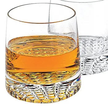 Set of Five Clear Mouth Blown Lead Free Crystal Whiskey Set