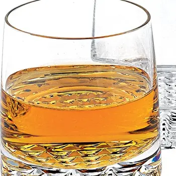 Set of Five Clear Mouth Blown Lead Free Crystal Whiskey Set