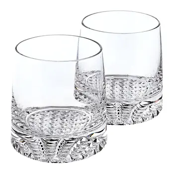 Mouth Blown European Crystal Whiskey Set 4 Pc Rocks Or Dof Set
