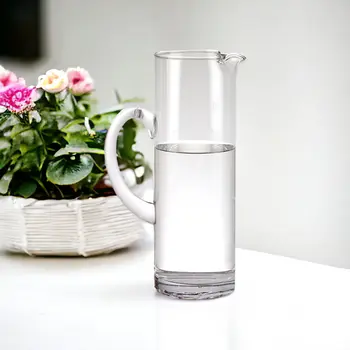 12" Clear Mouth Blown Lead Free Crystal Glass Pitcher
