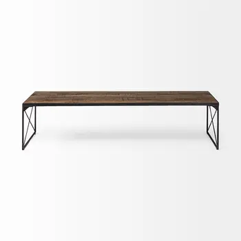 Rectangular Mango Woodmedium Brown Top And Black Iron Base Accent Bench