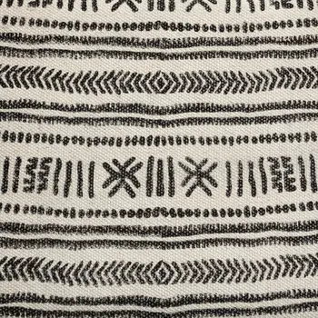 50" Gray Natural And Charcoal Abstract Tribal Cotton Blend And Solid Wood Bench