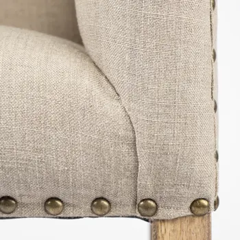 19" Beige and Brown Upholstered Cotton Blend Bench
