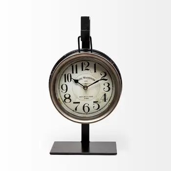 Metallic Brown Metal Hanging Desk Table Clock