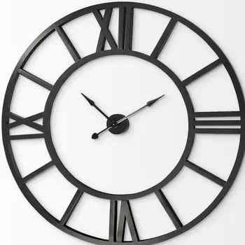 54" Round Xl Industrial Style Wall Clock With Open Face Desing