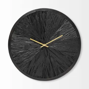 16.5" Round Large Black Modern Wall Clock
