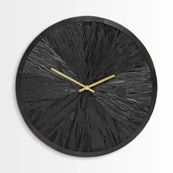 16.5" Round Large Black Modern Wall Clock
